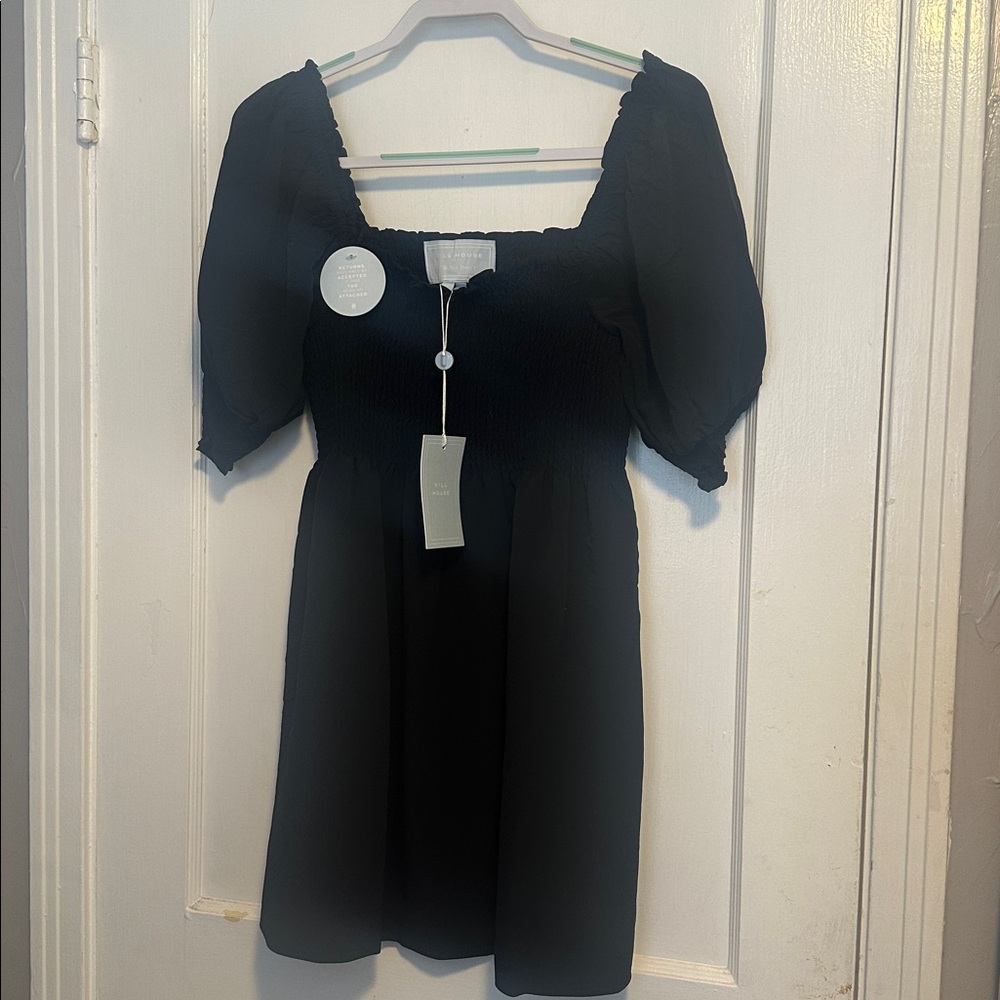 NWT Hill House Athena Nap Dress in Black Crepe Size Large